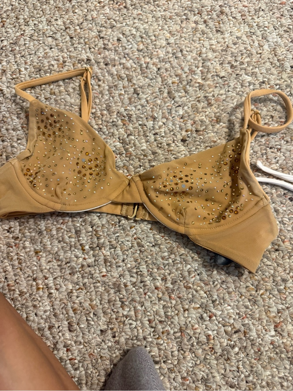 Beach Riot Tan Bikini Top with Crystal Embellishments
